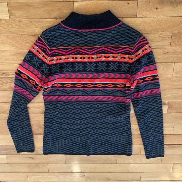 Krimson Klover Over Yonder UltraFine Merino Wool Nordic FairIsle 1/4 Zip Size M - Picture 7 of 7
